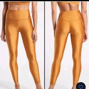 Athleta Leggings Womens Medium Elation Shine Tight Yellow Gold Compression Yoga